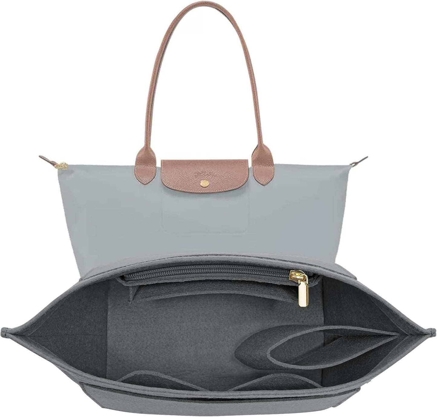 Purse Organizer Insert Tote Bag | High-Density Felt Long Champ Medium Tote Insert