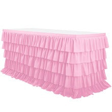 Slip-On Ruffle Table Skirt – No Clips, No Pins, No Hassle
