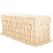 Slip-On Ruffle Table Skirt – No Clips, No Pins, No Hassle