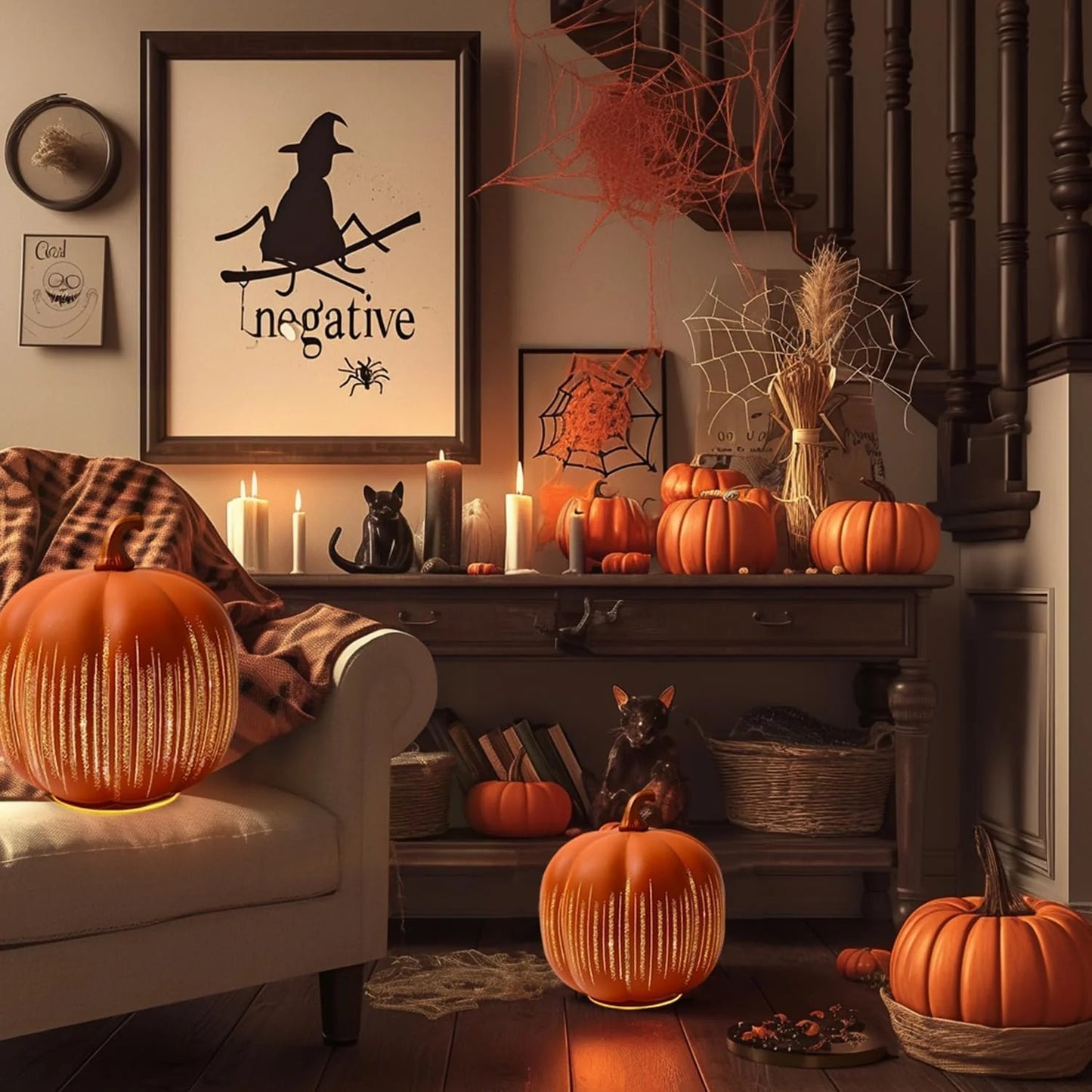 🎃✨ Illuminated Starry Night Pumpkins