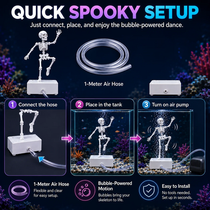 Dancing Skeleton Bubble Aquarium Ornament