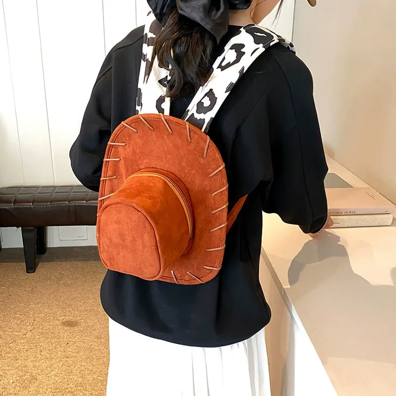 Retro Denim Hat Design Backpack - Stylish & Spacious Everyday Travel Companion