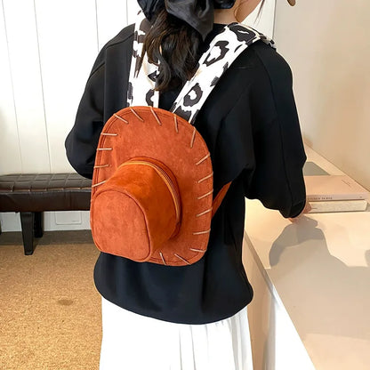 Retro Denim Hat Design Backpack - Stylish & Spacious Everyday Travel Companion