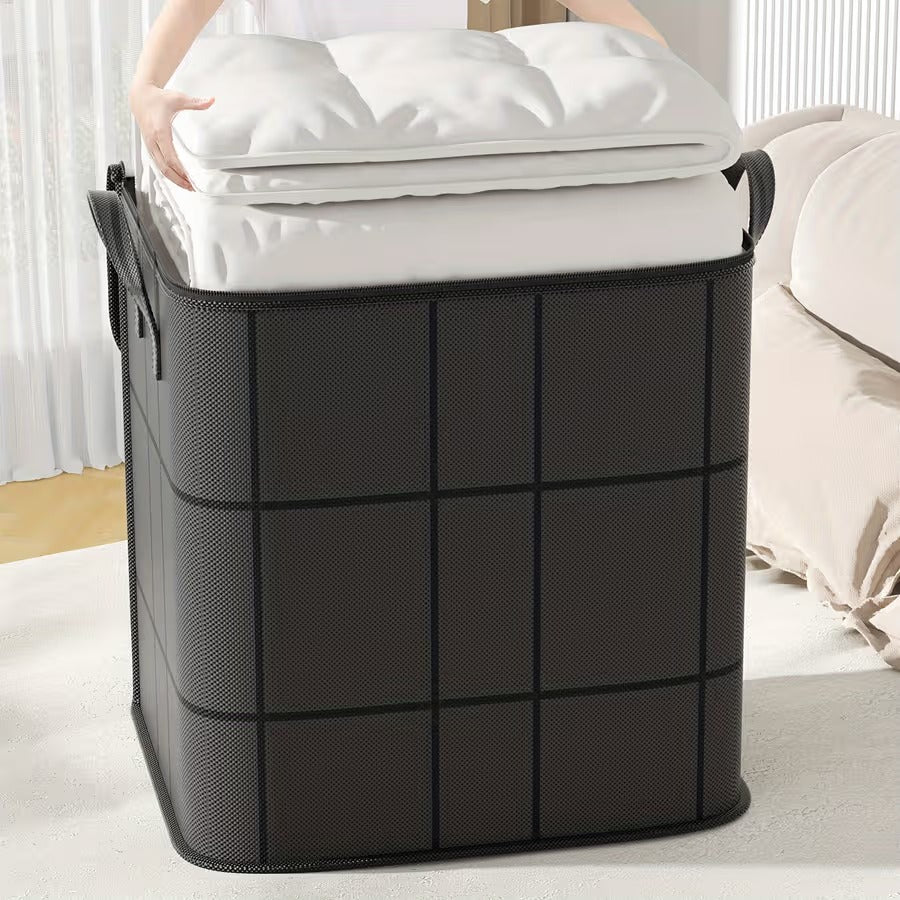Spacious Moving Fabric Storage Bin – Zippered Organizer for Quilts