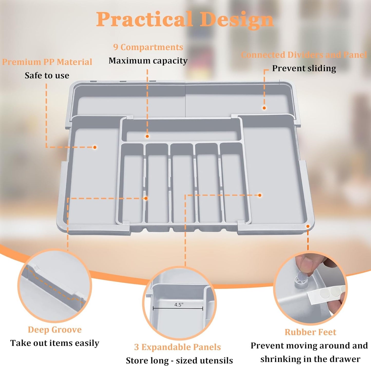3-Way Expandable Cutlery &amp; Knife Organizer