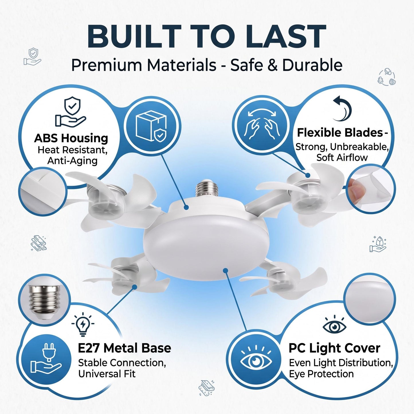 E27 Screw-In Fan Light with Remote – 2-in-1 LED Ceiling Fan Bulb