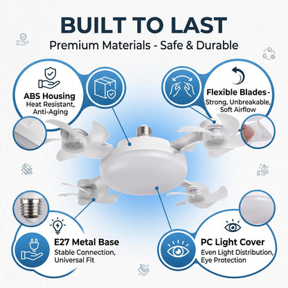 E27 Screw-In Fan Light with Remote – 2-in-1 LED Ceiling Fan Bulb
