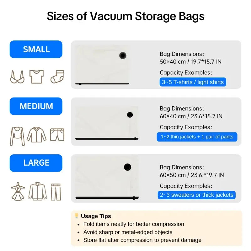 Vacuum Bags for Travel with Wireless Rechargeable Pump