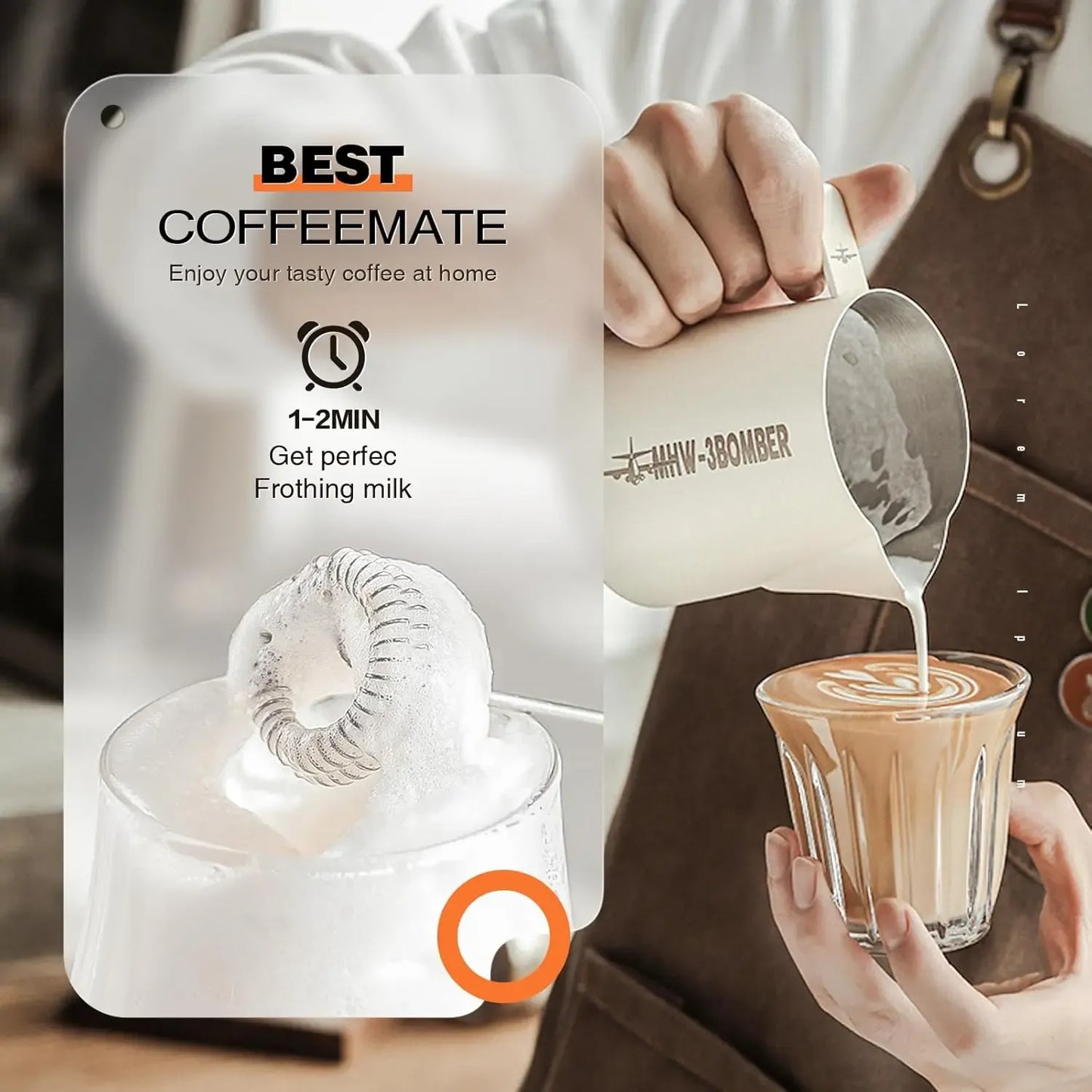 3-Speed Rechargeable Milk Frother - Handheld Cordless Coffee Foam Maker & Whisk