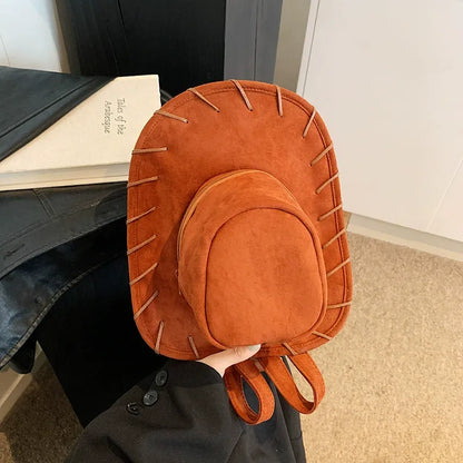 Retro Denim Hat Design Backpack - Stylish & Spacious Everyday Travel Companion