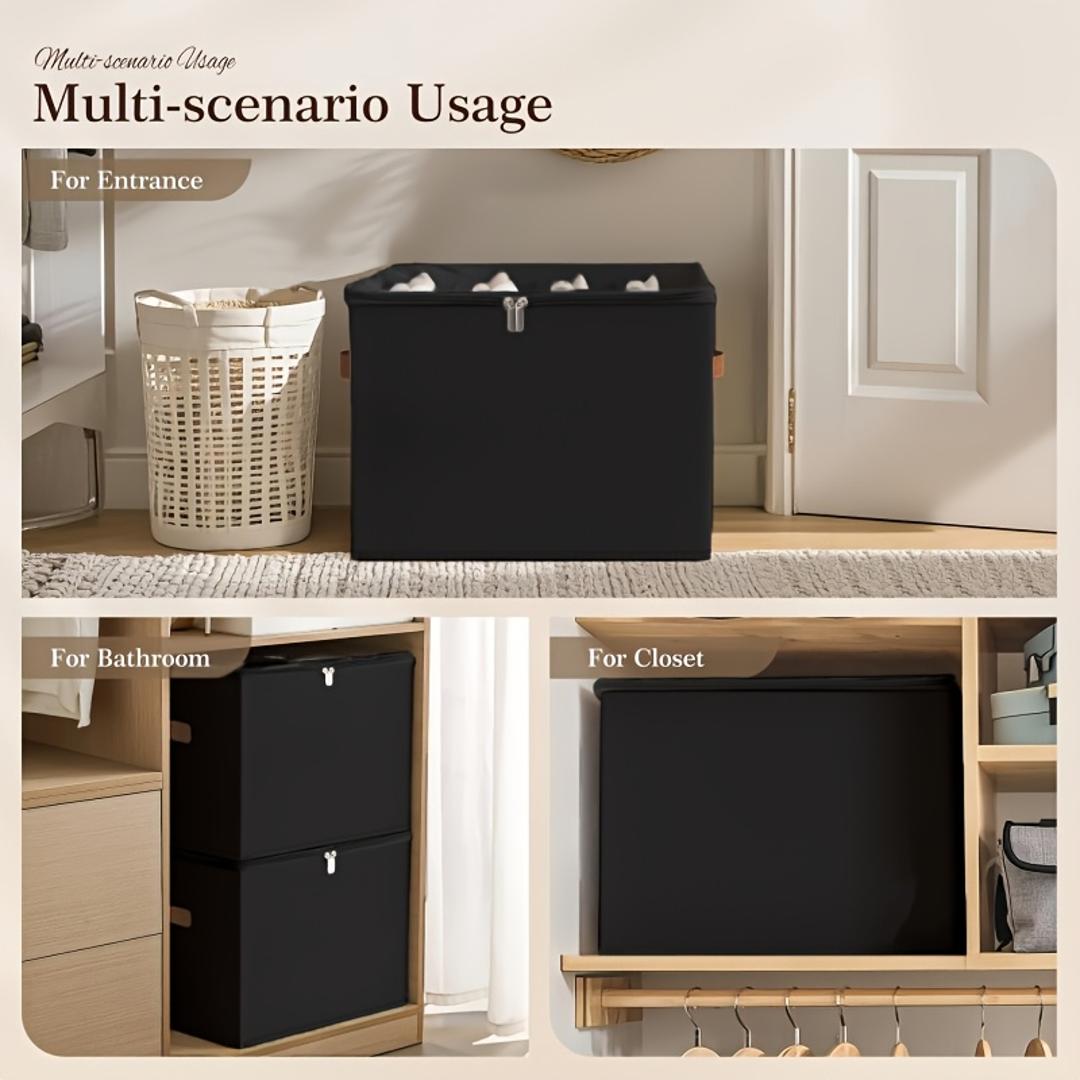 Heavy-Duty Foldable Shoe & Closet Organizer Box with Adjustable Dividers