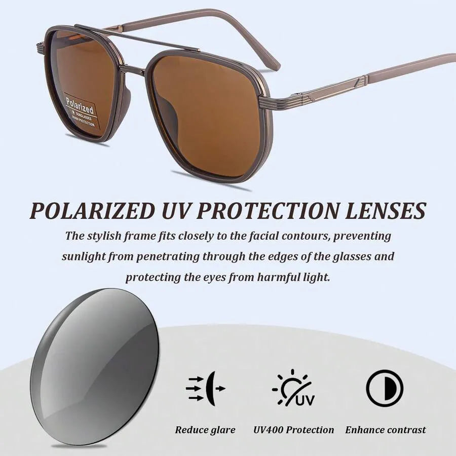 Polarized UV400 Sunglasses – Lightweight Geometric Square Frame