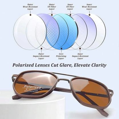 Polarized UV400 Sunglasses – Lightweight Geometric Square Frame