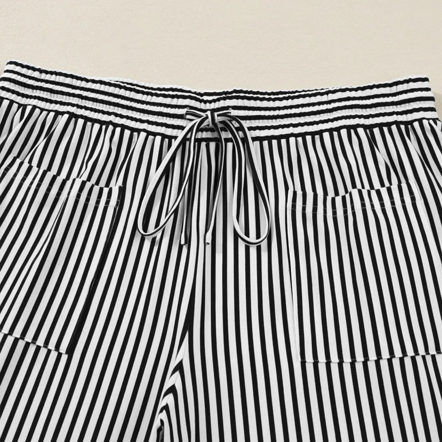 Ultra-Comfort High-Waisted Striped Wide Leg Pants with Deep Pockets