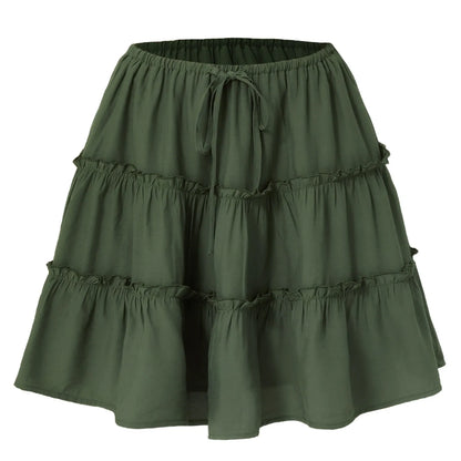 Flattering High-Waist Tie Wrap Mini Skort with Built-In Safety Liner