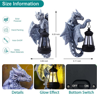 Solar Dragon Sculpture – Fantasy Garden Guardian with Enchanted Glow