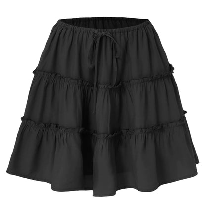 Flattering High-Waist Tie Wrap Mini Skort with Built-In Safety Liner