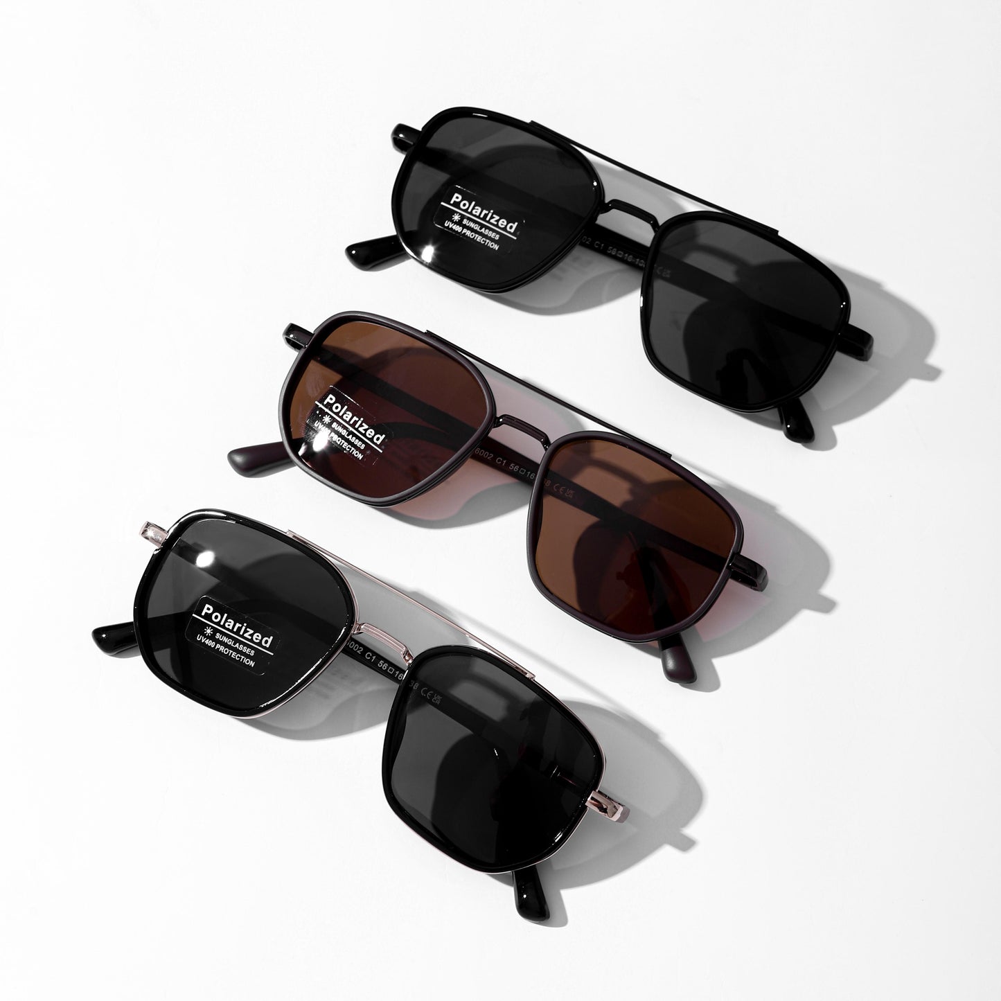 Polarized UV400 Sunglasses – Lightweight Geometric Square Frame