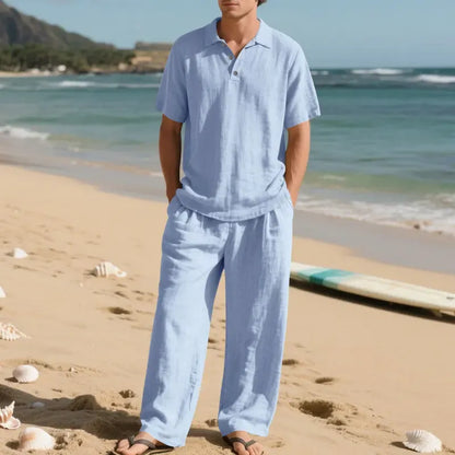 Ultimate Summer Comfort: Men’s Premium Linen Two-Piece Set