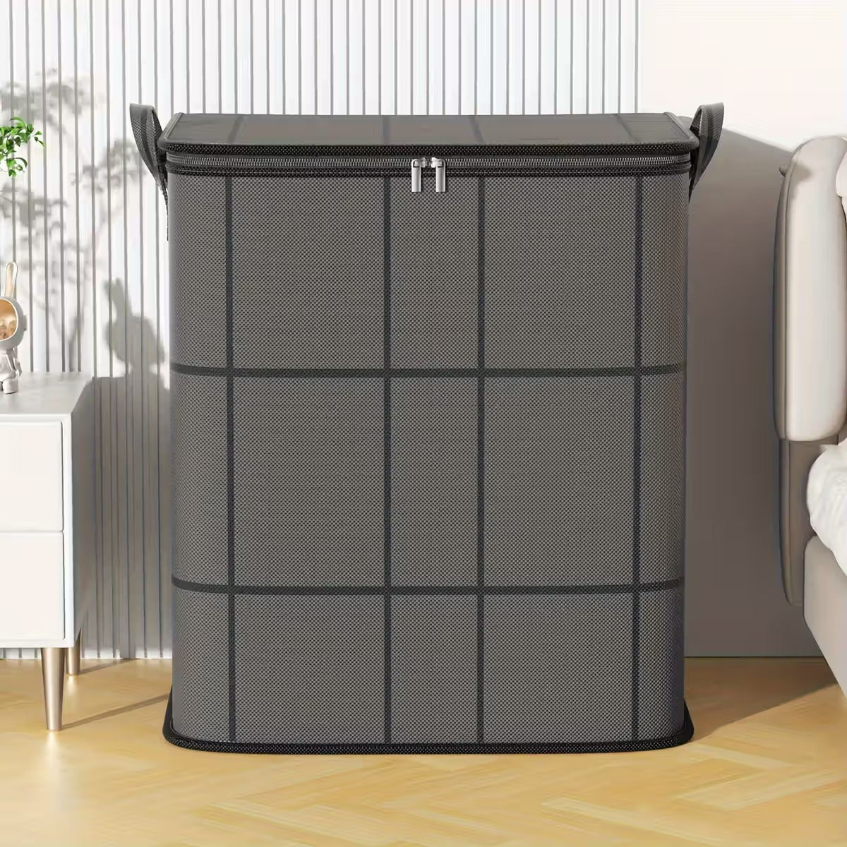 Spacious Moving Fabric Storage Bin – Zippered Organizer for Quilts