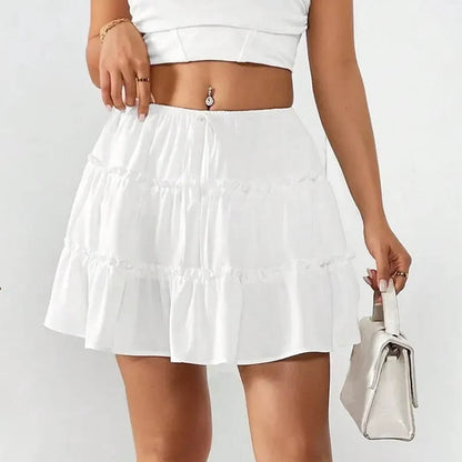 Flattering High-Waist Tie Wrap Mini Skort with Built-In Safety Liner