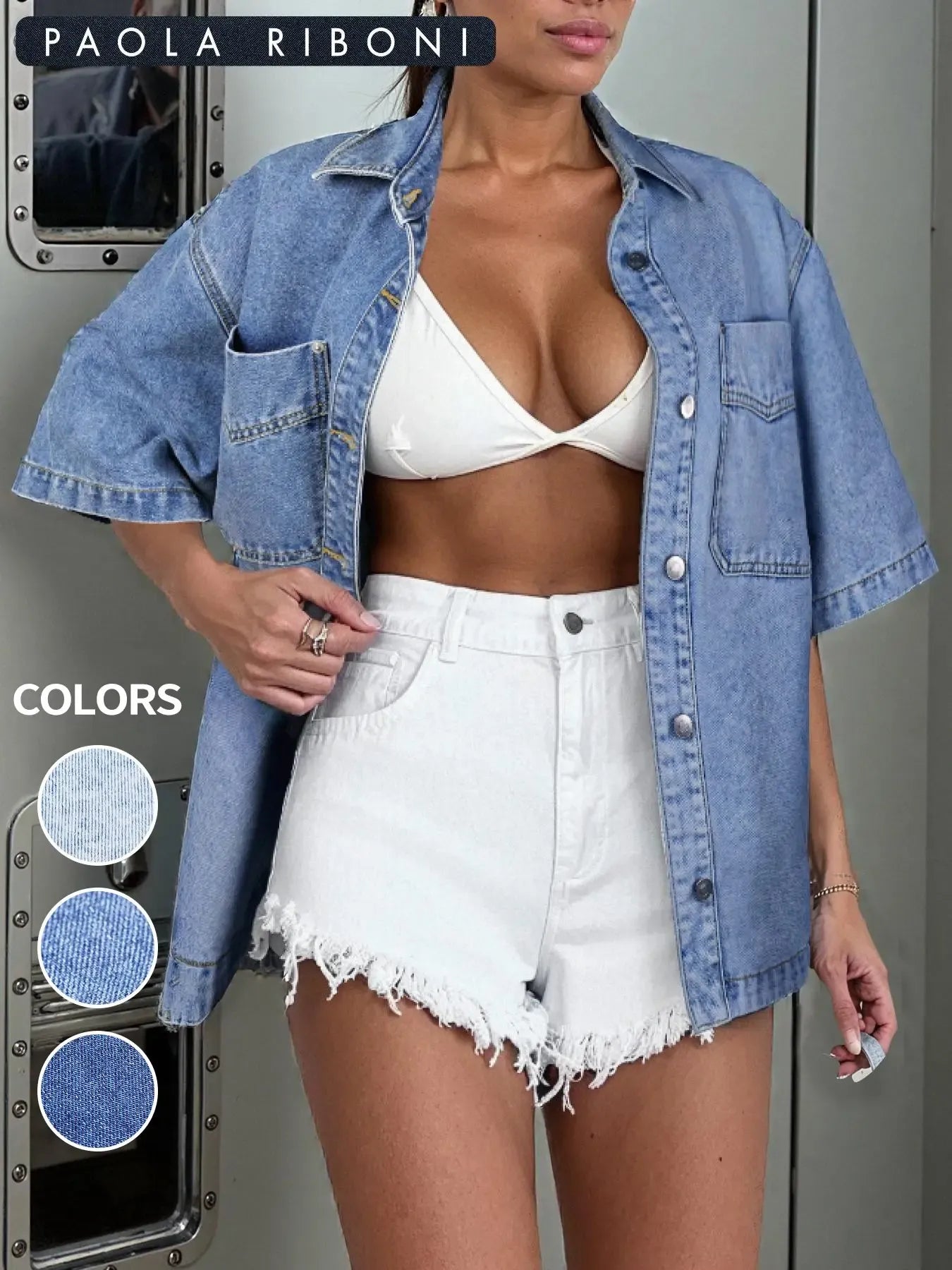 Summer Breeze Minimalist Denim Shirt Jacket – Lightweight & Breathable Short Sleeve