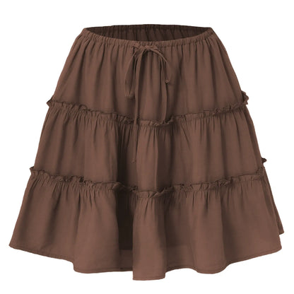 Flattering High-Waist Tie Wrap Mini Skort with Built-In Safety Liner