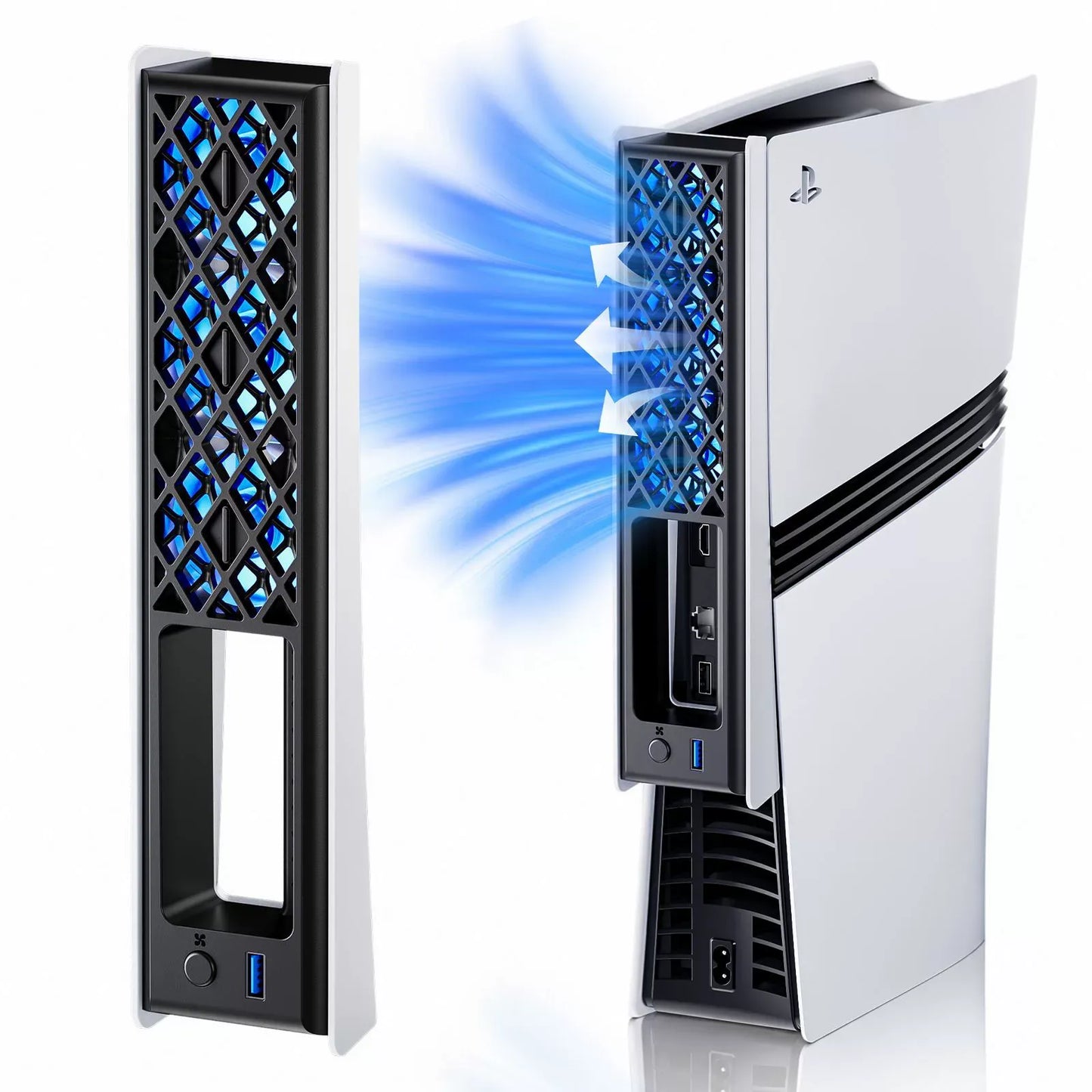 Quiet Cooling Fan for PS5 Slim & Pro - Automatic Temperature Control USB Cooler