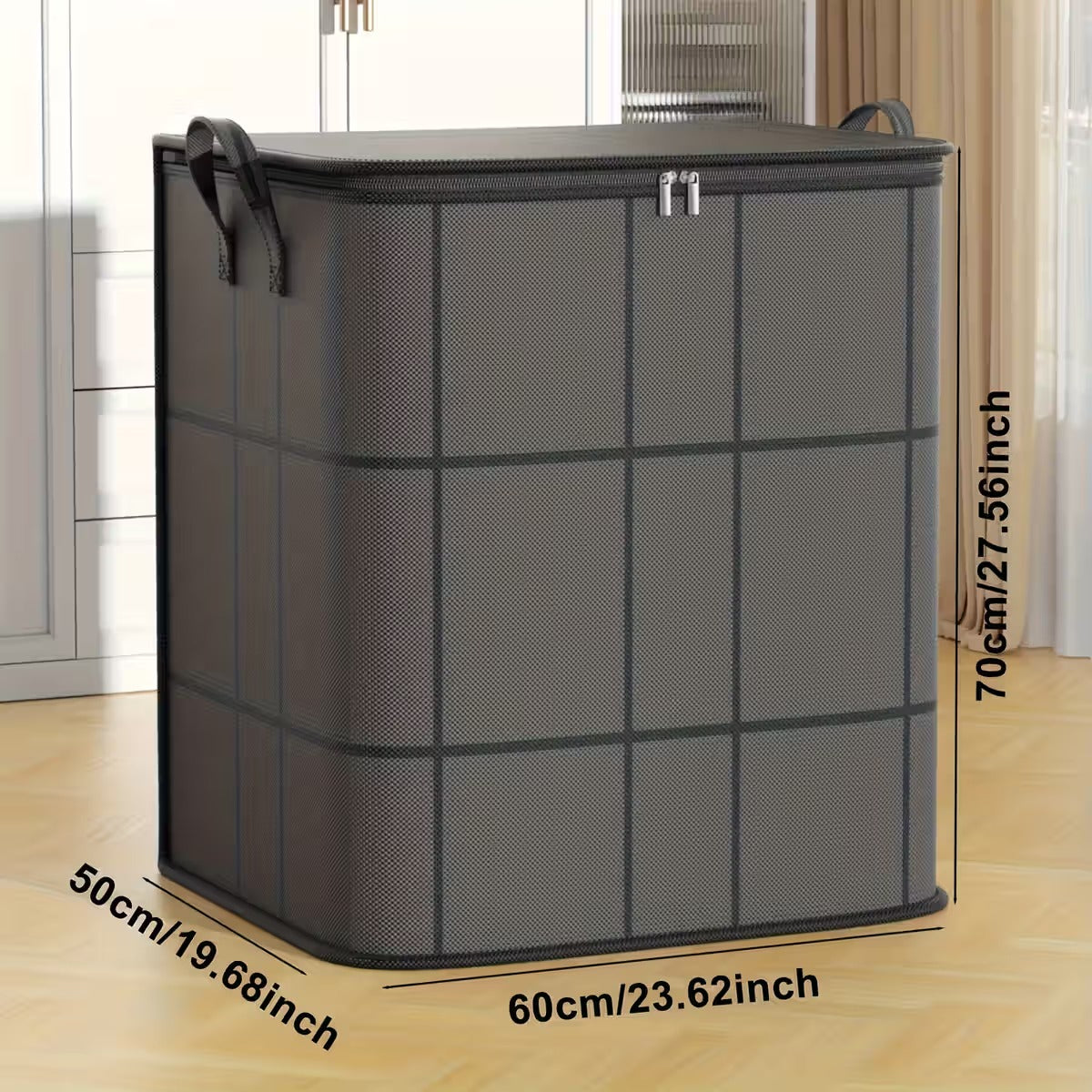 Spacious Moving Fabric Storage Bin – Zippered Organizer for Quilts