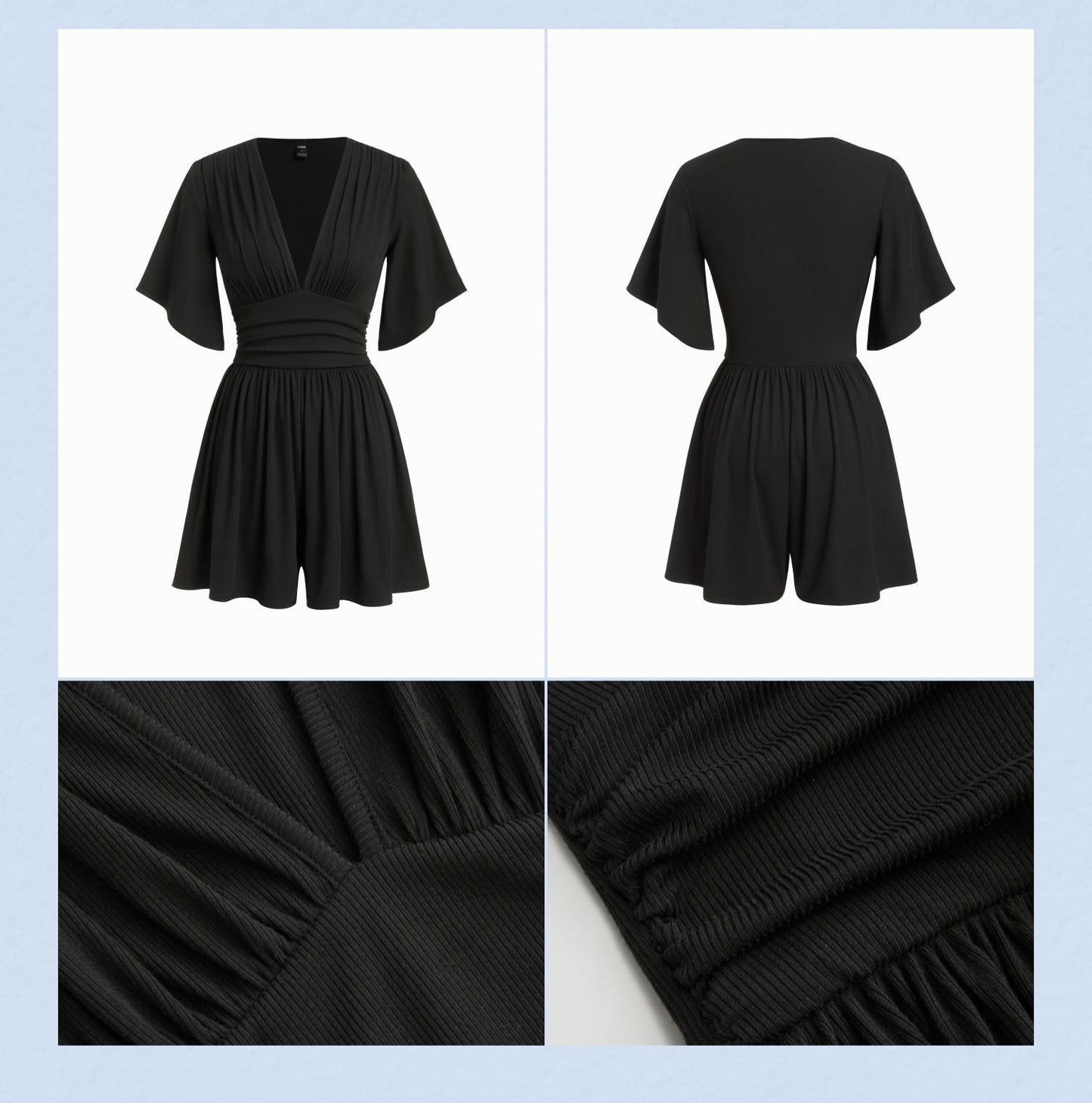 Women's Elegant Ruched Mid-Rise Dress - Flattering V-Neck Knit Midi Dress