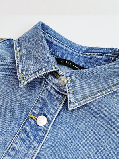 Summer Breeze Minimalist Denim Shirt Jacket – Lightweight & Breathable Short Sleeve