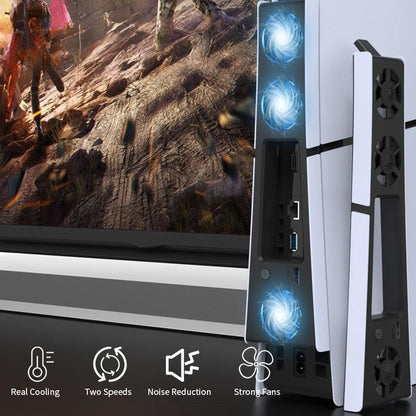 Quiet Cooling Fan for PS5 Slim & Pro - Automatic Temperature Control USB Cooler