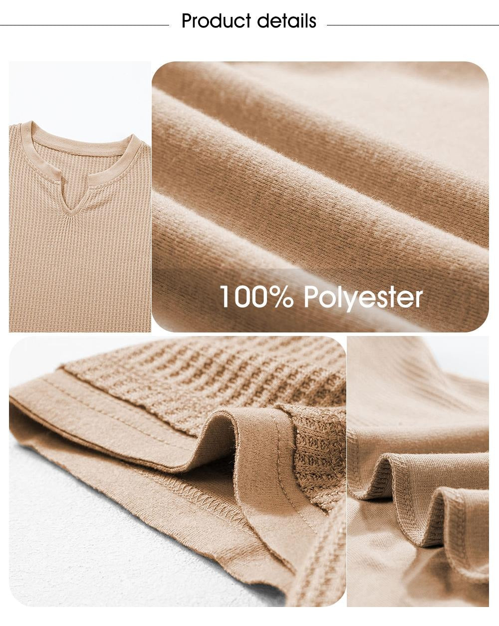 Women's Summer Waffle Knit Top - Casual V-Neck Short Sleeve Shirt Loose Fit