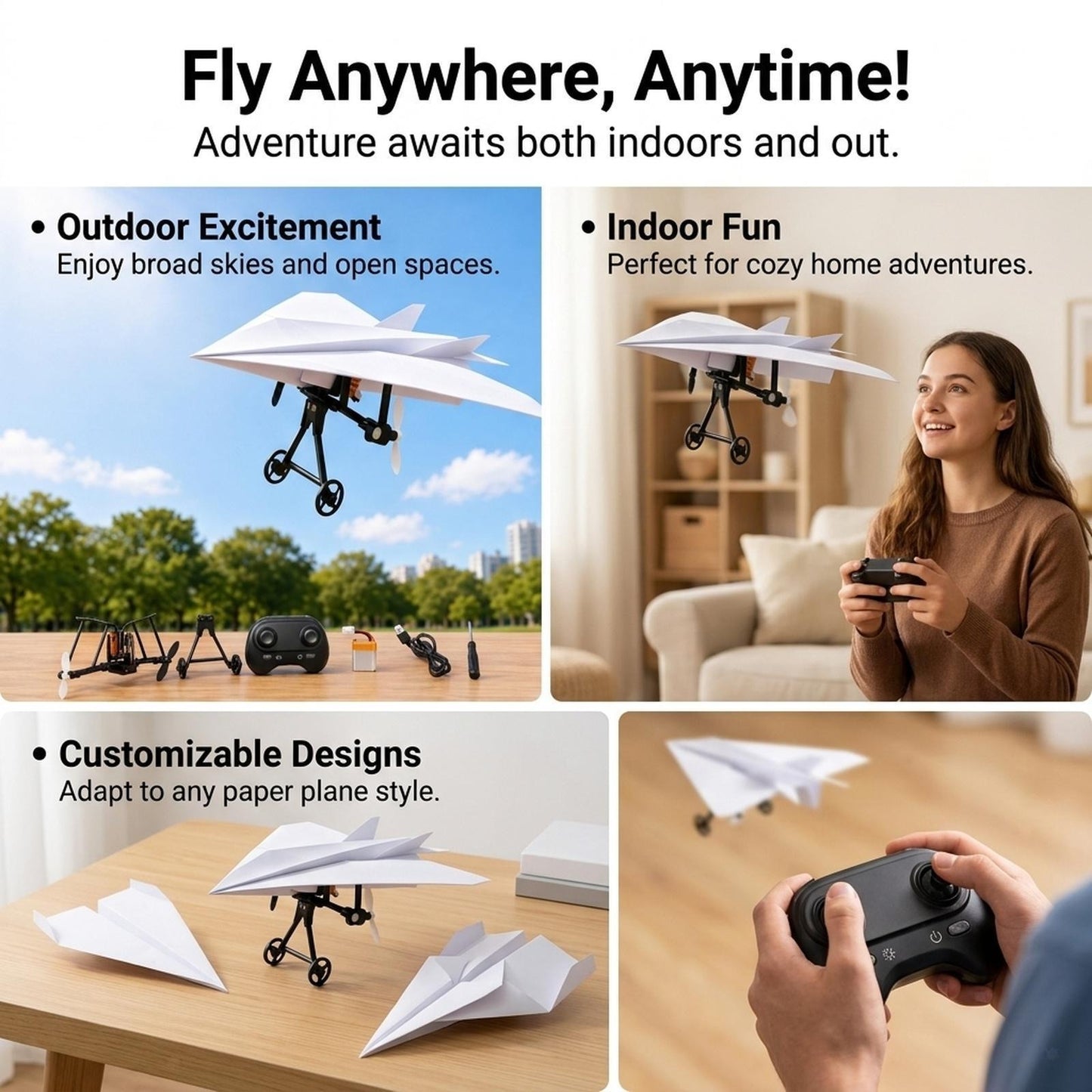 Rc Paper Airplane Motor Kit DIY Model Airplanes Launcher Construction Set