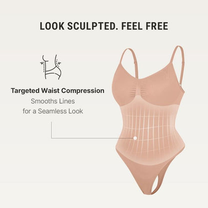 Breathable Seamless Shapewear Bodysuit with Tummy Control & Open Gusset