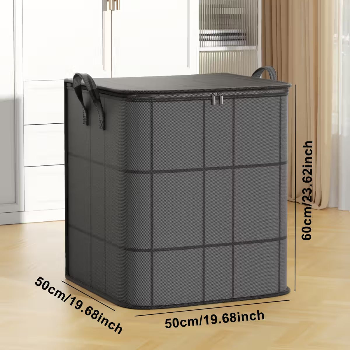 Spacious Moving Fabric Storage Bin – Zippered Organizer for Quilts