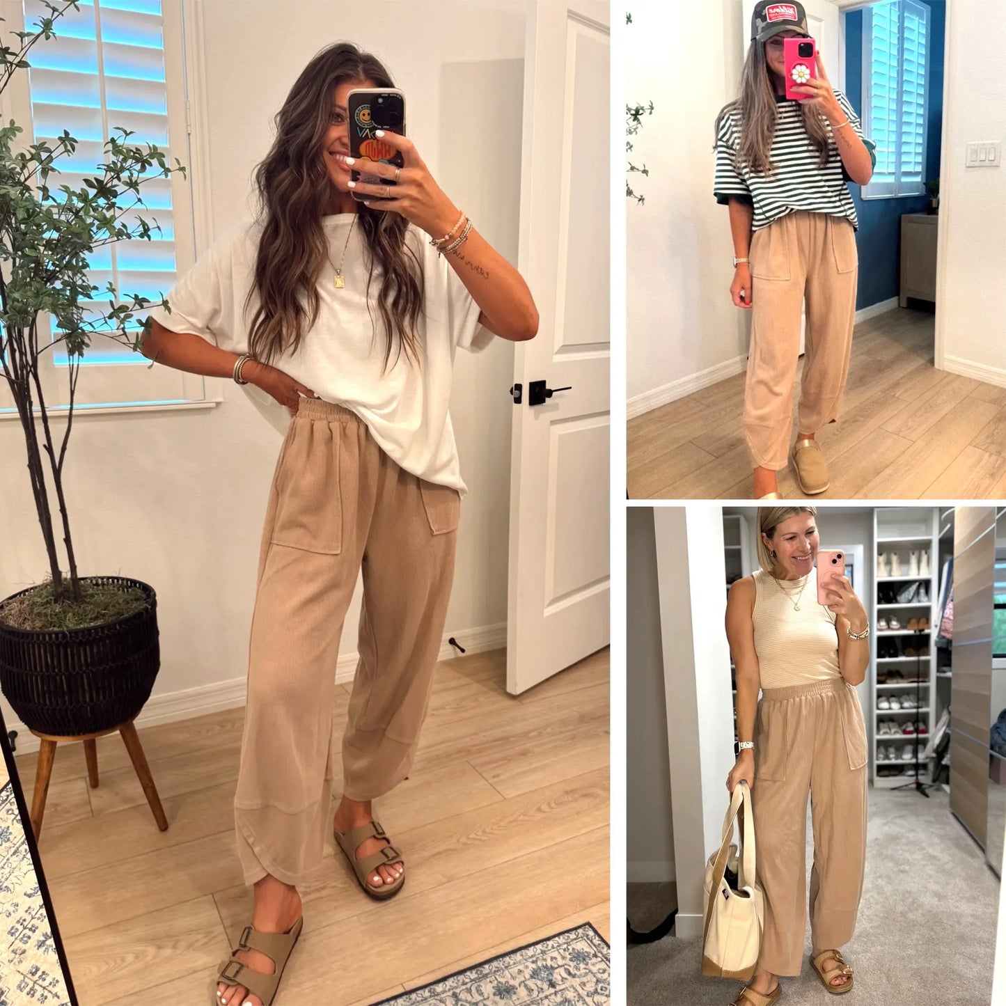 Women’s High-Waist Smocked Harem Pants – Lightweight Relaxed Fit with Pockets