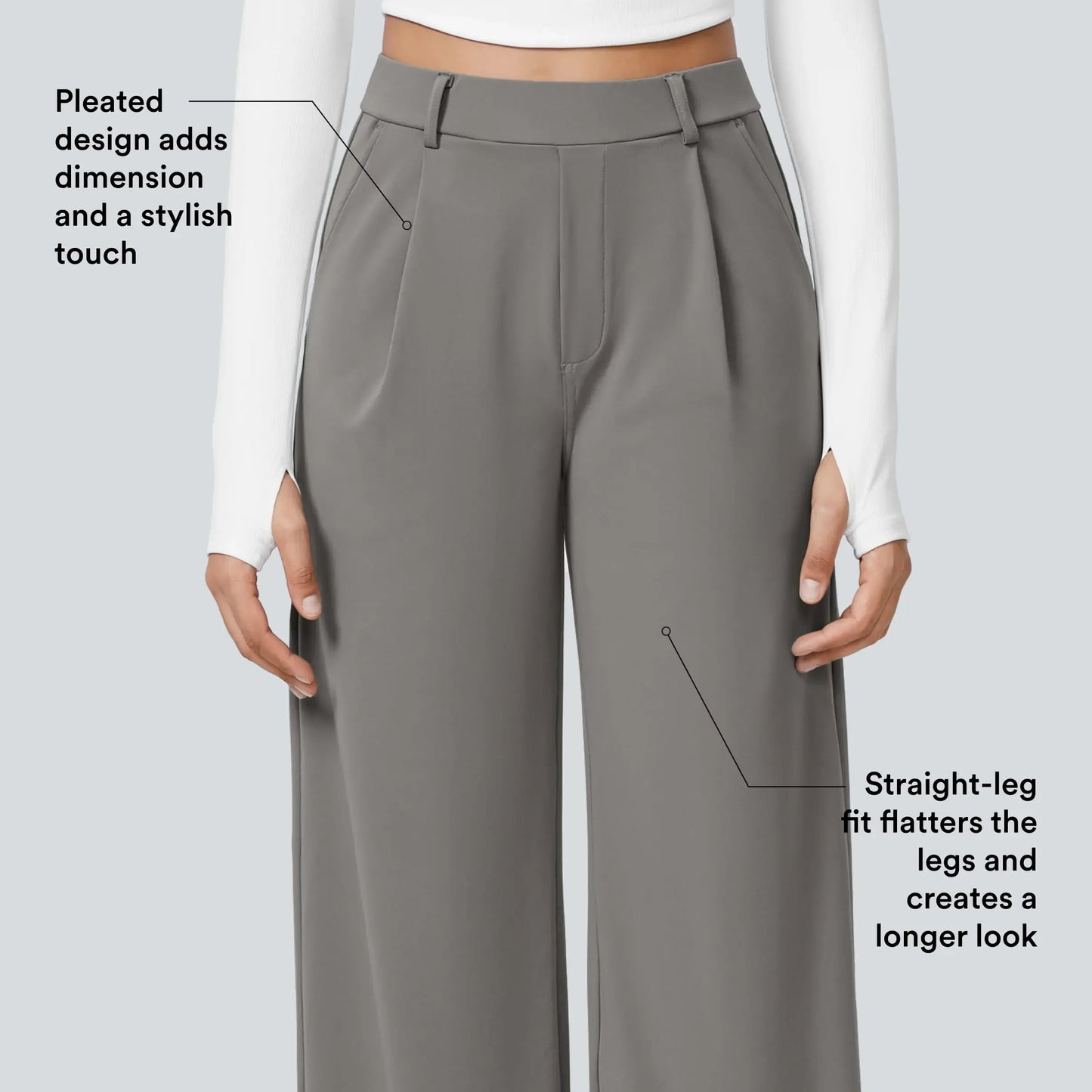 Women’s High-Waist Pull-On Straight-Leg Pants – 4-Way Stretch & Pockets