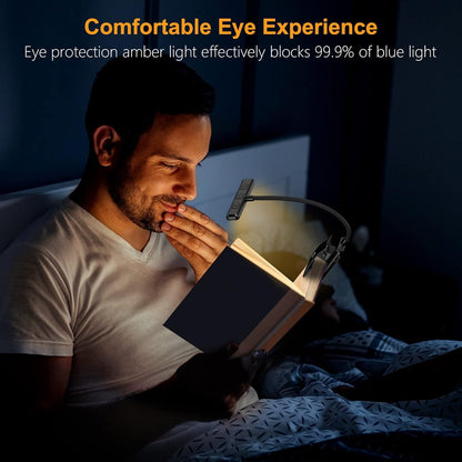 Dual-Head Rechargeable Reading Light – 15 Brightness Modes & Wide Clip
