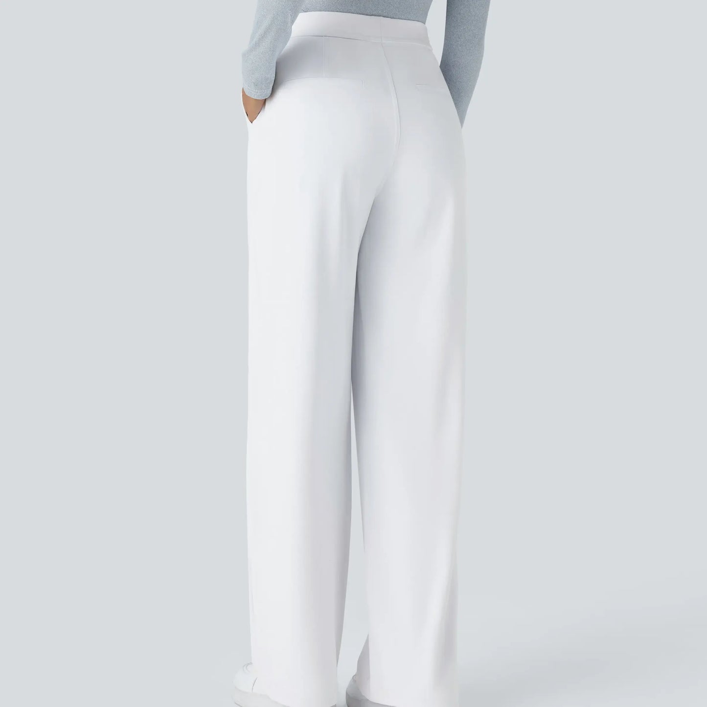 Women’s High-Waist Pull-On Straight-Leg Pants – 4-Way Stretch & Pockets