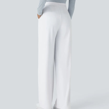 Women’s High-Waist Pull-On Straight-Leg Pants – 4-Way Stretch & Pockets