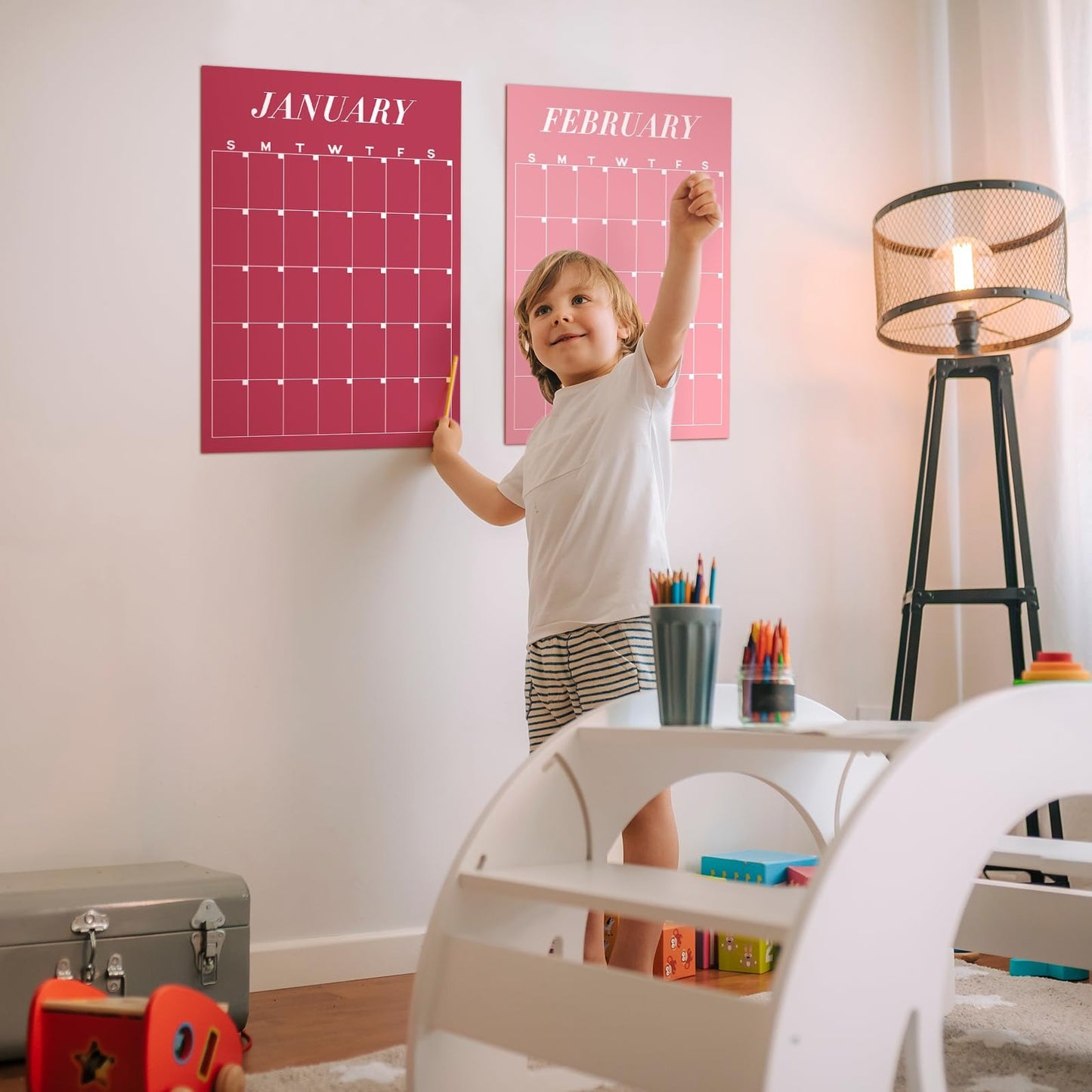 12-Month Reusable Dry-Erase Wall Calendar Set – Colorful Undated Planner