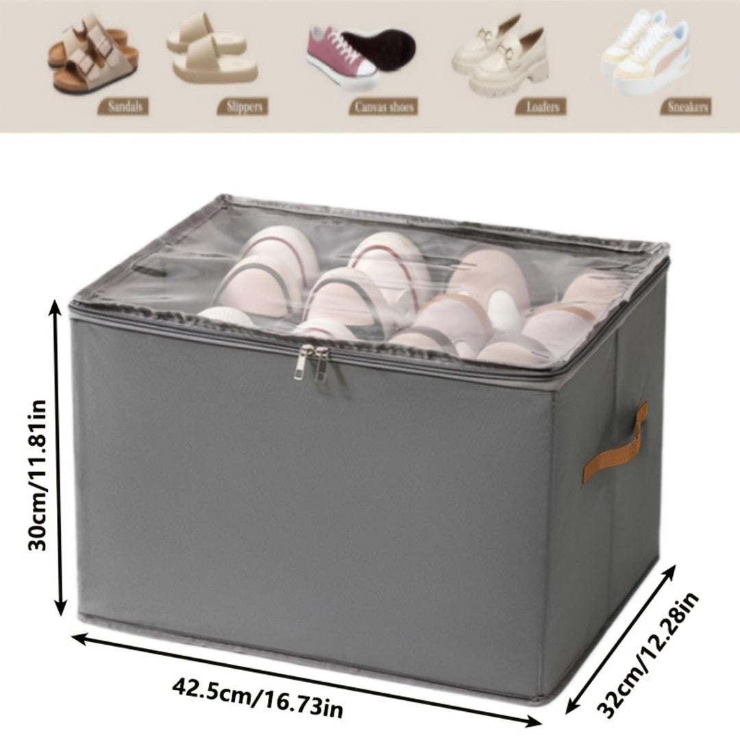 Heavy-Duty Foldable Shoe & Closet Organizer Box with Adjustable Dividers