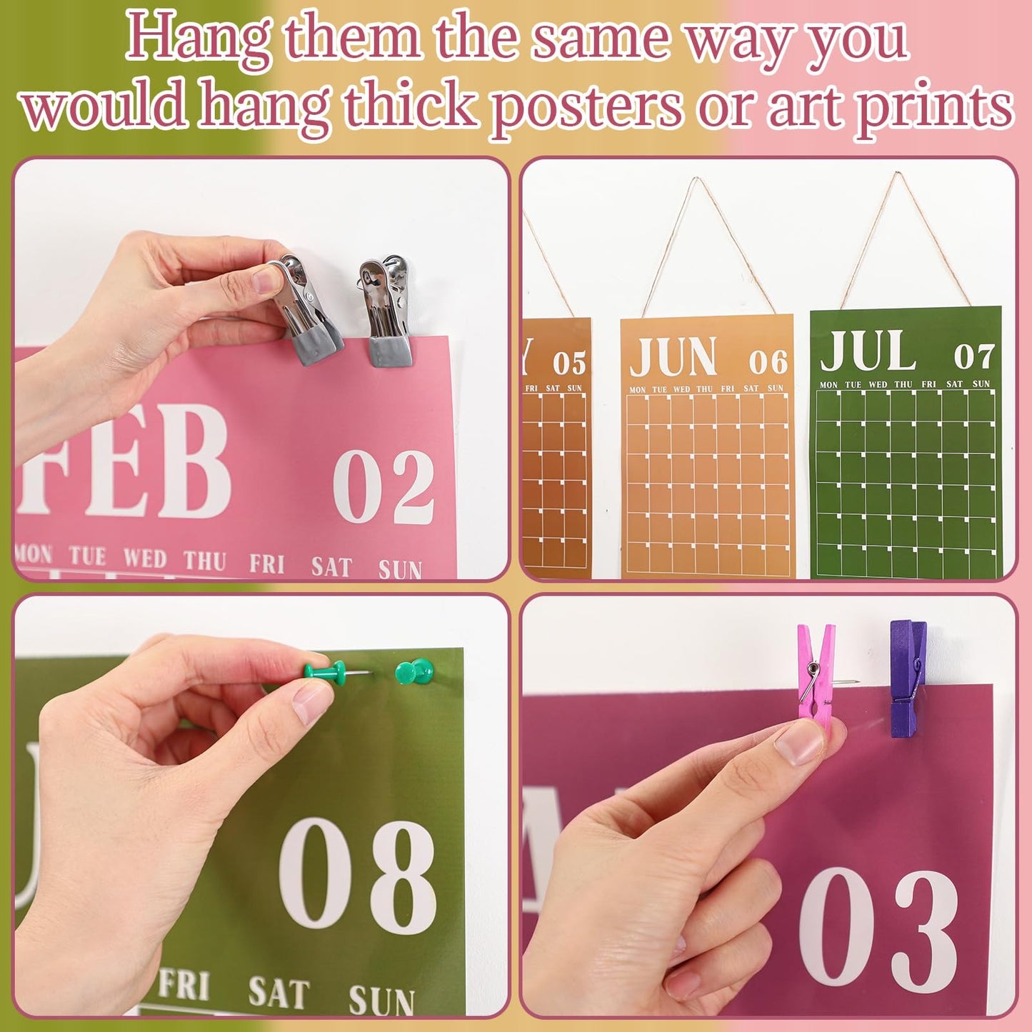 12-Month Reusable Dry-Erase Wall Calendar Set – Colorful Undated Planner
