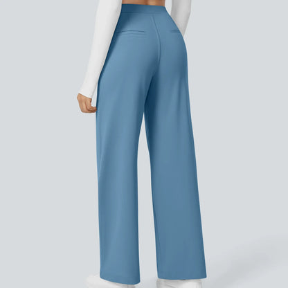 Women’s High-Waist Pull-On Straight-Leg Pants – 4-Way Stretch & Pockets