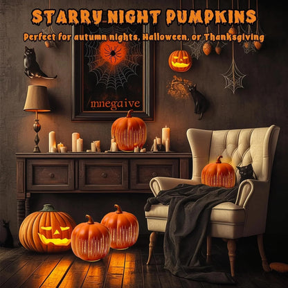 🎃✨ Illuminated Starry Night Pumpkins
