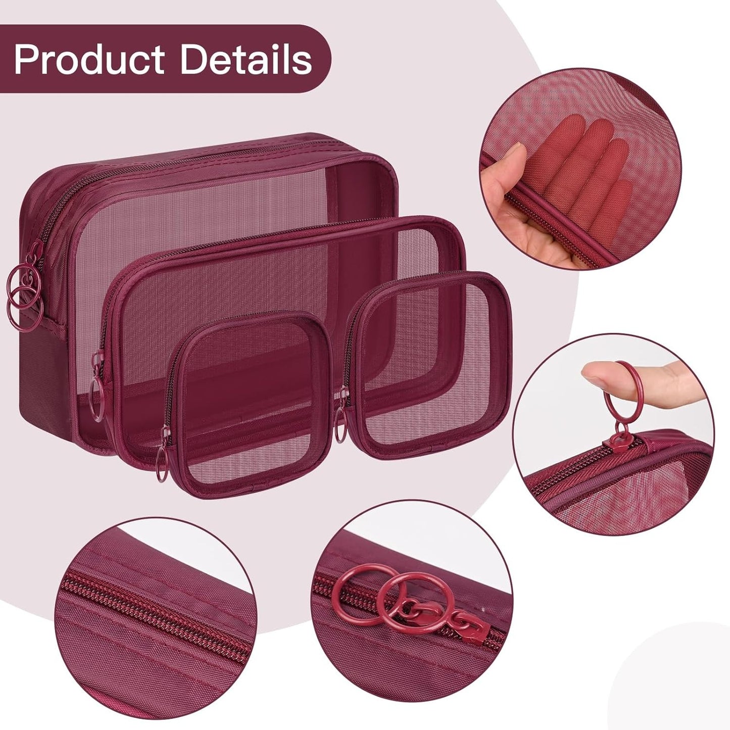 4-Piece Mesh Makeup Bag Set — See, Pack & Organize Everything Faster