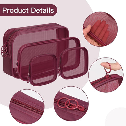 4-Piece Mesh Makeup Bag Set — See, Pack & Organize Everything Faster