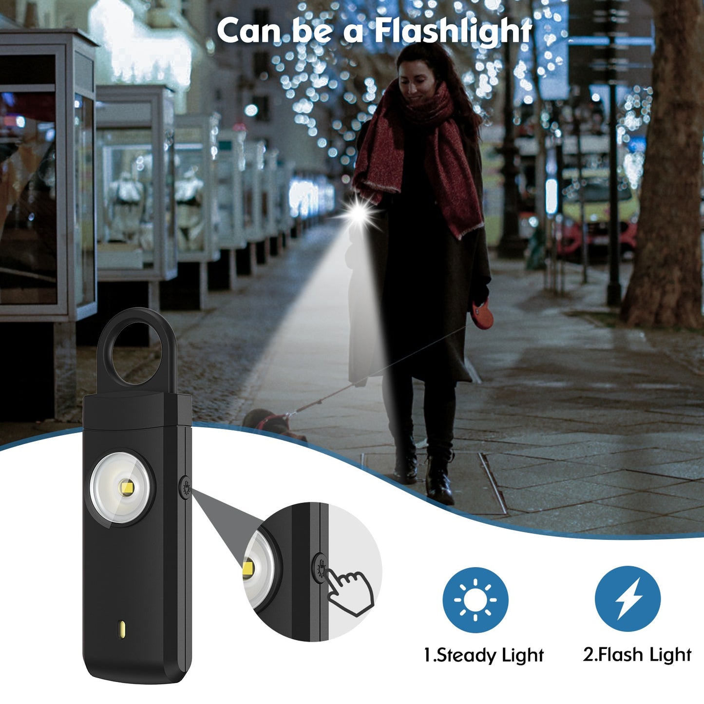 Personal Safety Alarm – 130dB Siren & LED Light for Women’s Self-Defense