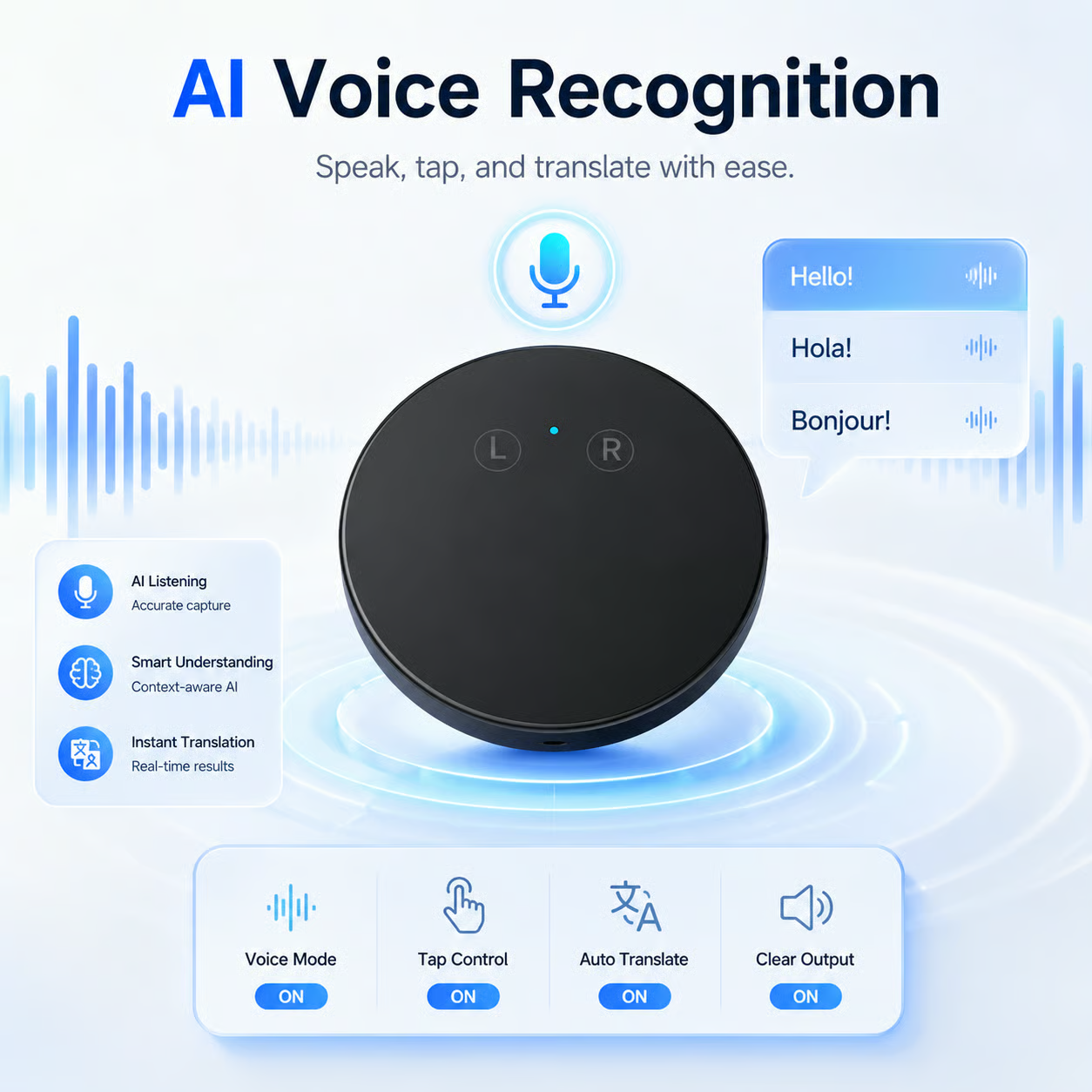 Wearable 108-Language Two-Way Voice Translator with AI Language Tutor